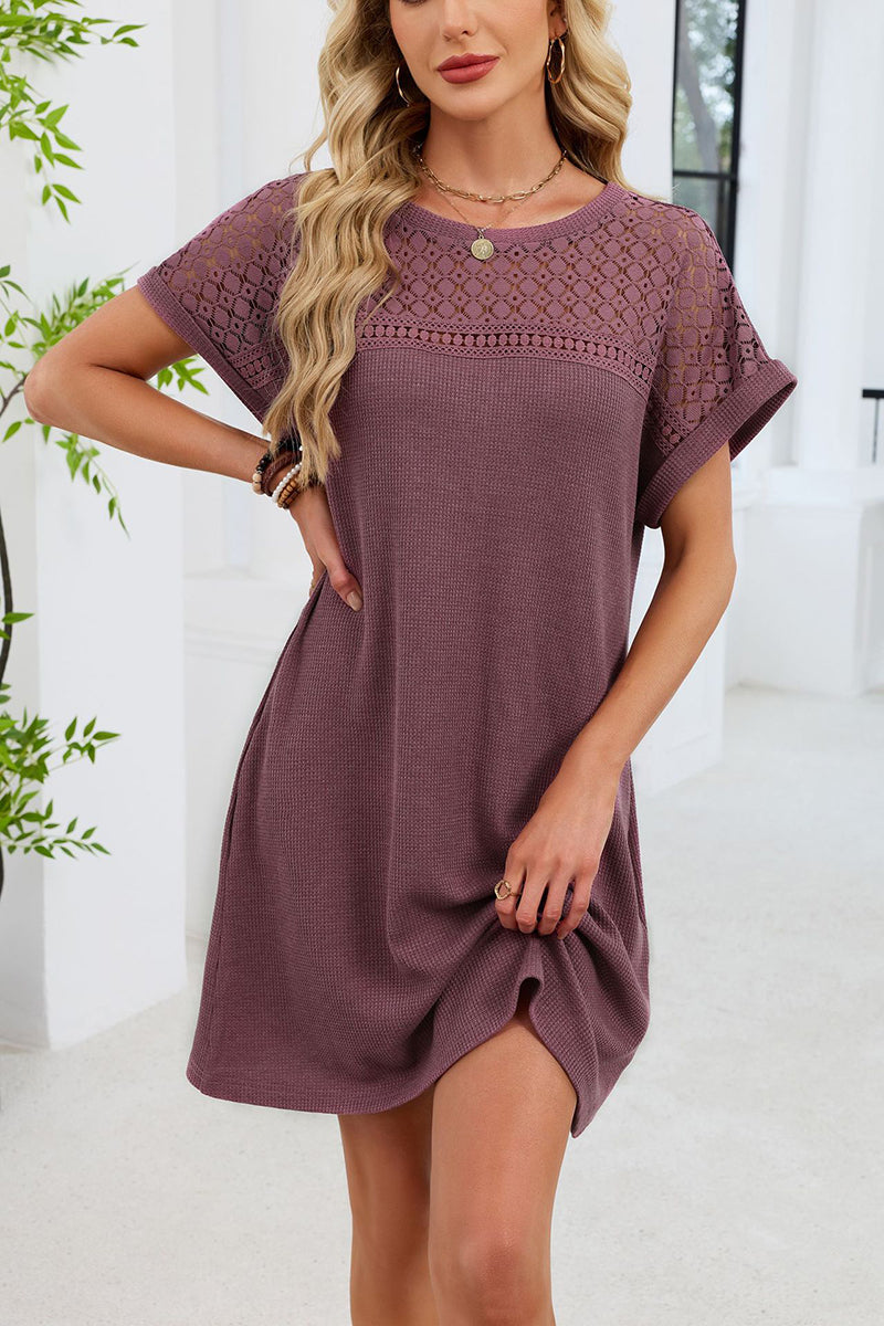 Chic Lace Sleeve Casual Dress