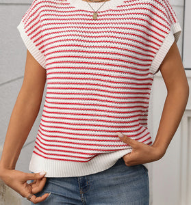Striped Sleeveless Sweater Vest
