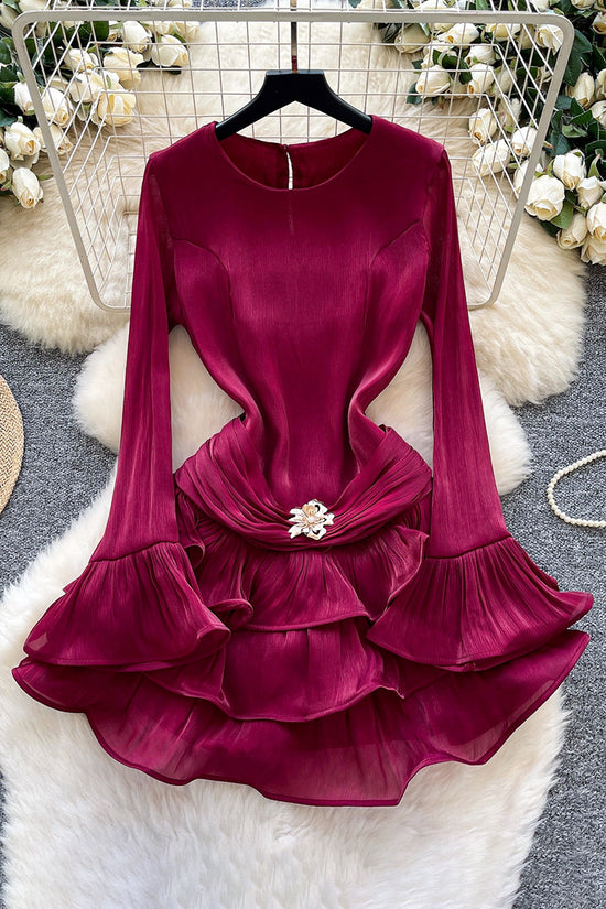Ruffled Long Sleeve Casual Dress
