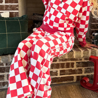 Checkered Pattern Pants Set