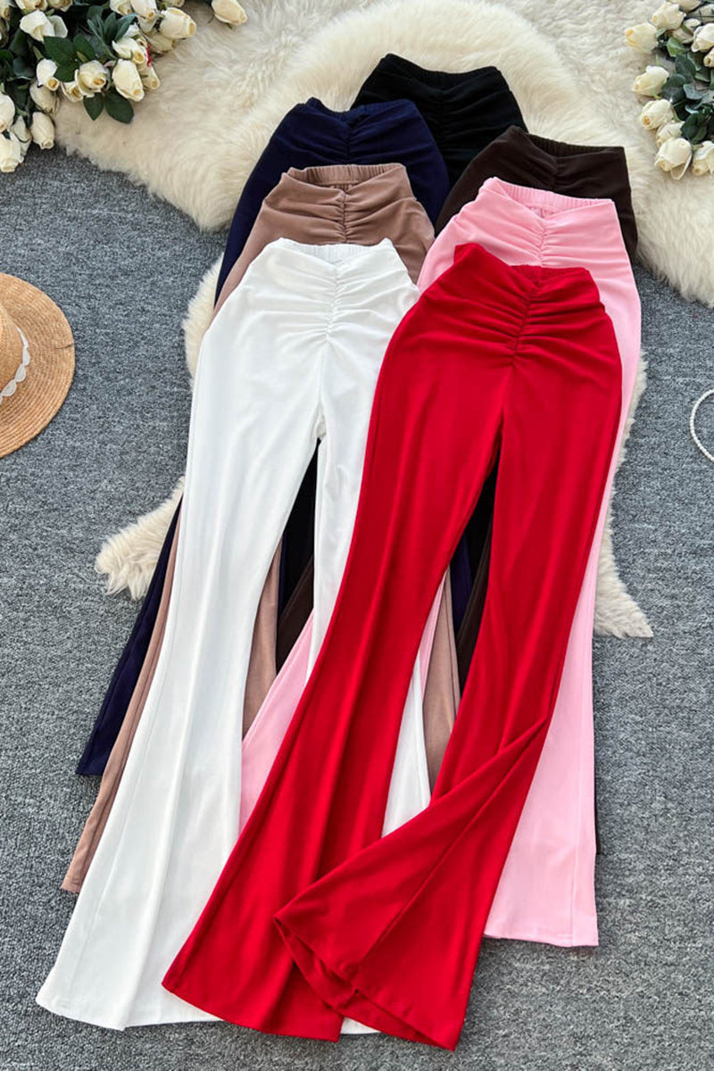 Elegant Pleated Casual Flare Pants