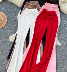 Elegant Pleated Casual Flare Pants