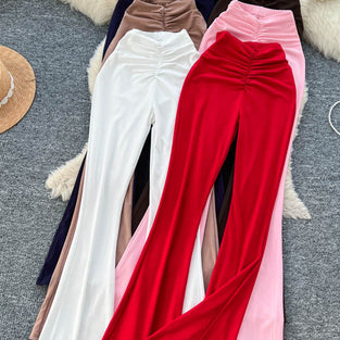 Elegant Pleated Casual Flare Pants
