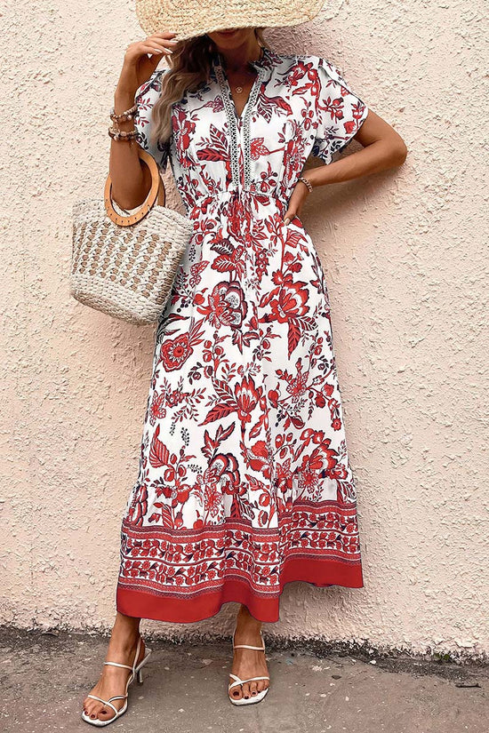 Floral Print V-Neck Casual Dress