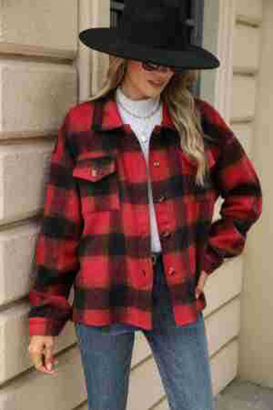Classic Button-Up Plaid Jacket