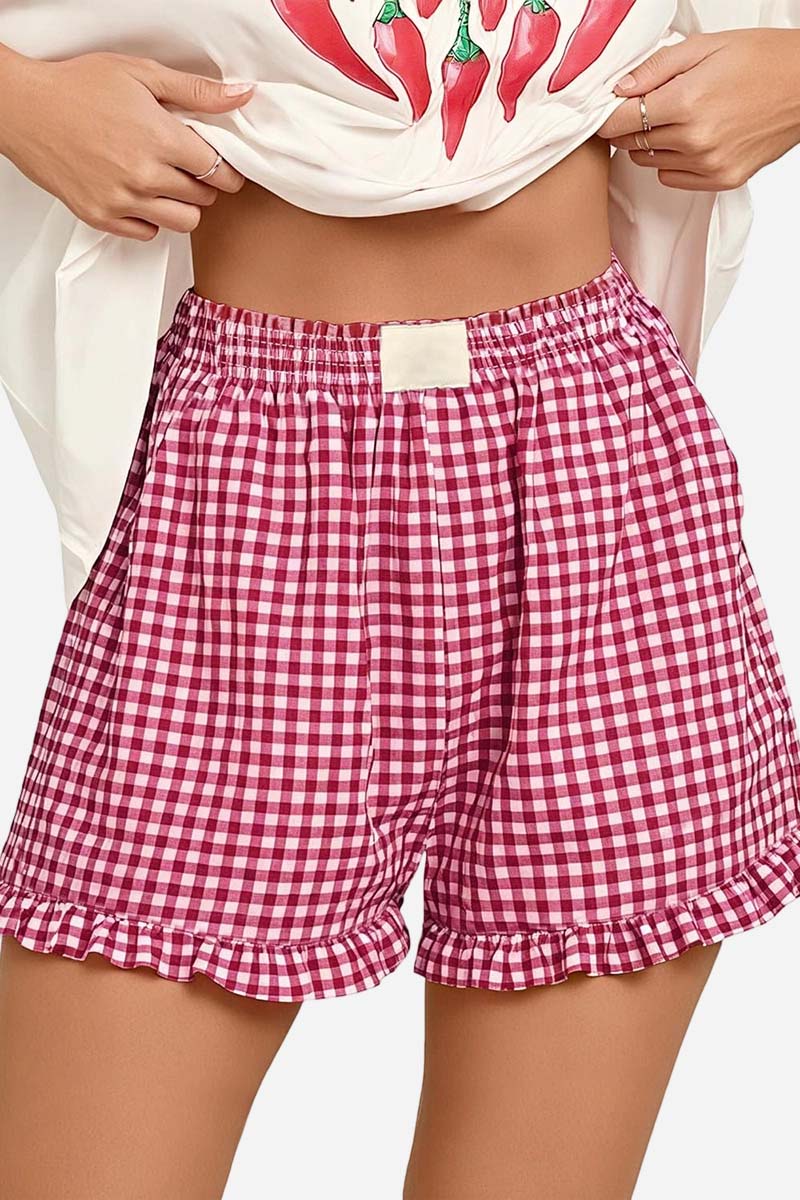 Gingham Frilled Casual Shorts