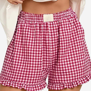 Gingham Frilled Casual Shorts