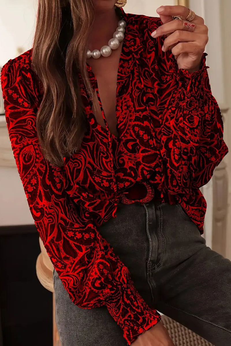 Paisley Patterned Long Sleeve Blouse