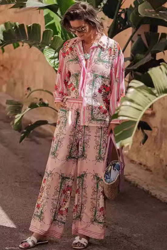 Abstract Print Relaxed Pants Set