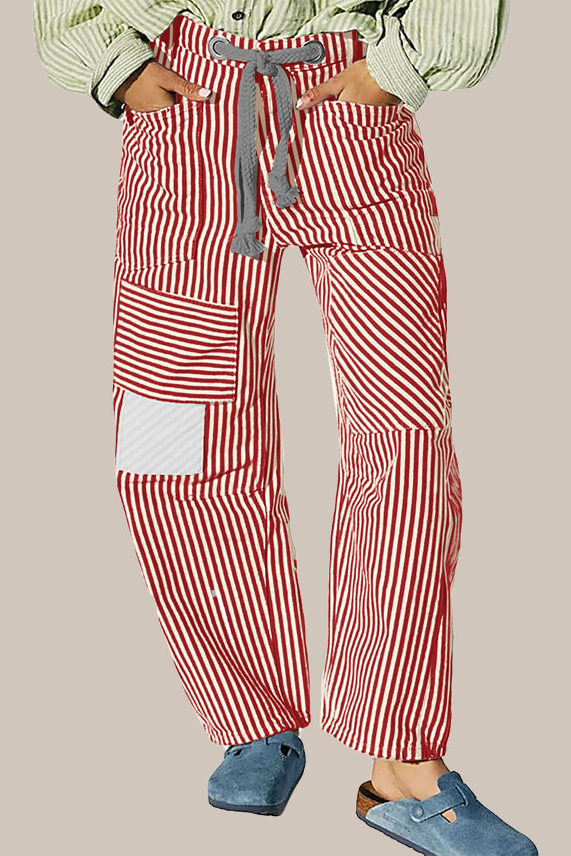 Striped Pattern Casual Loose Fit Pants