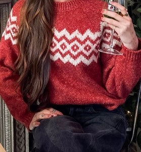 Festive Patterned Knit Sweater