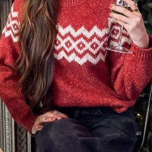 Festive Patterned Knit Sweater