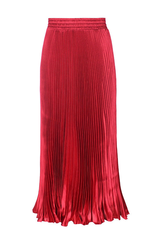 Pleated Elastic Waist Midi Skirt