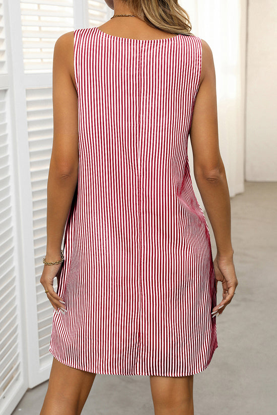 Striped Sleeveless Button Casual Dress