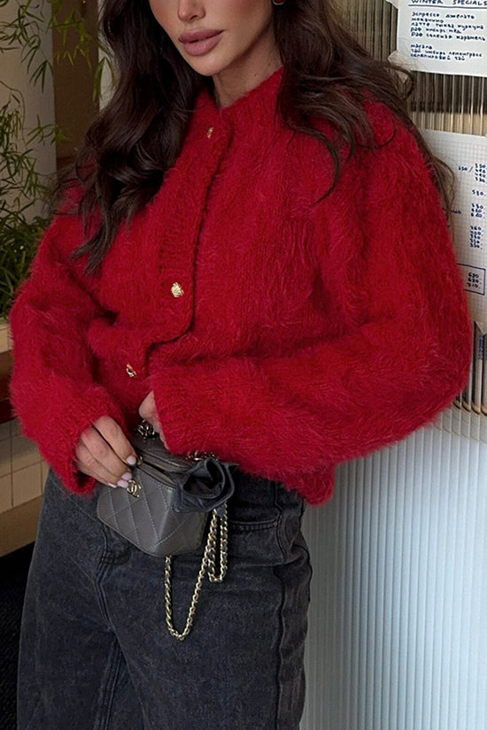 Fluffy Button-Up Cardigan