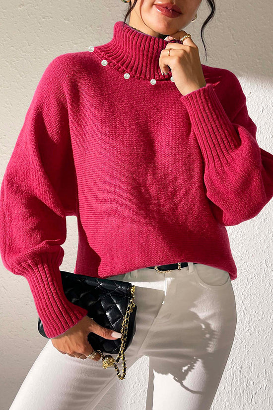 Pearl Embellished Turtleneck Sweater