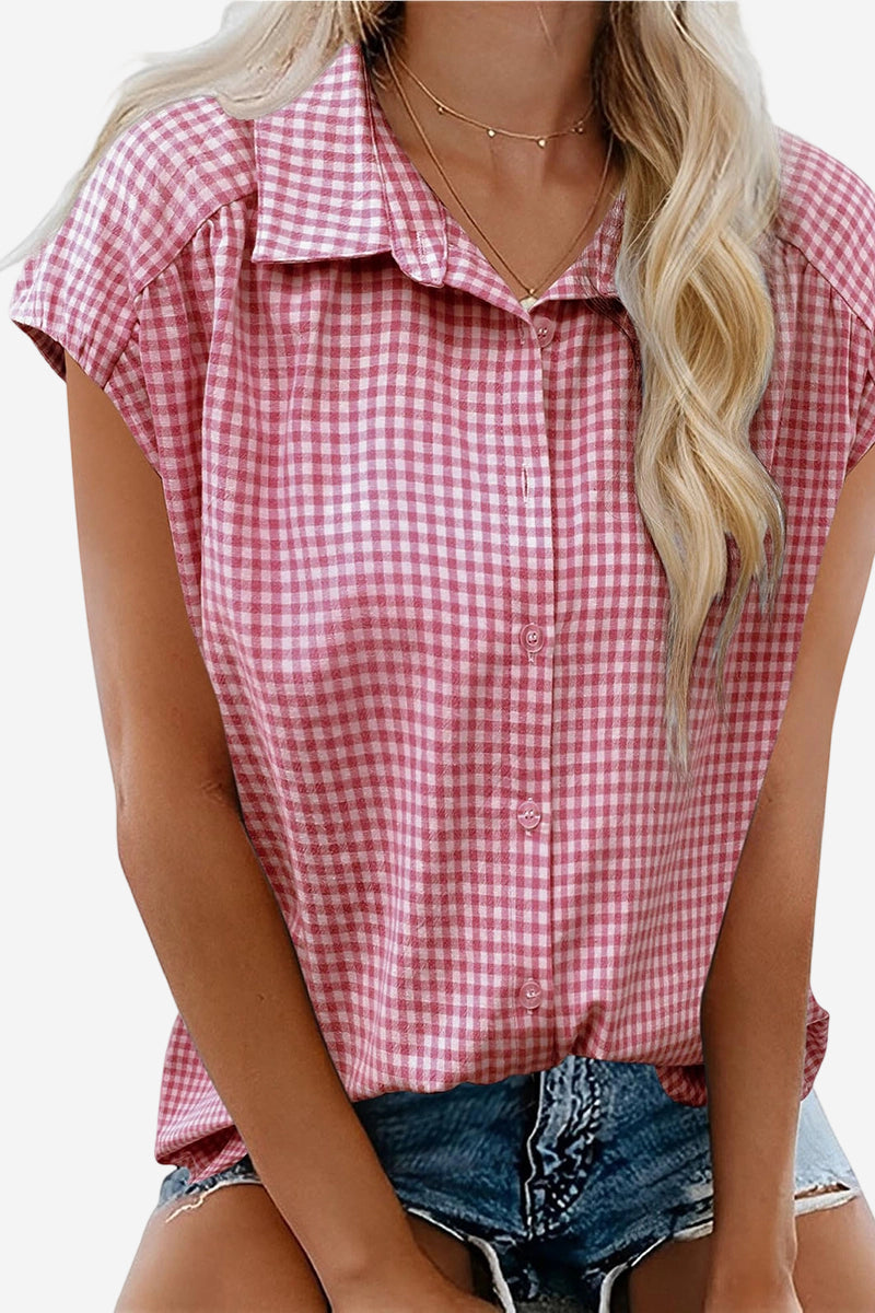 Classic Gingham Short Sleeve Blouse