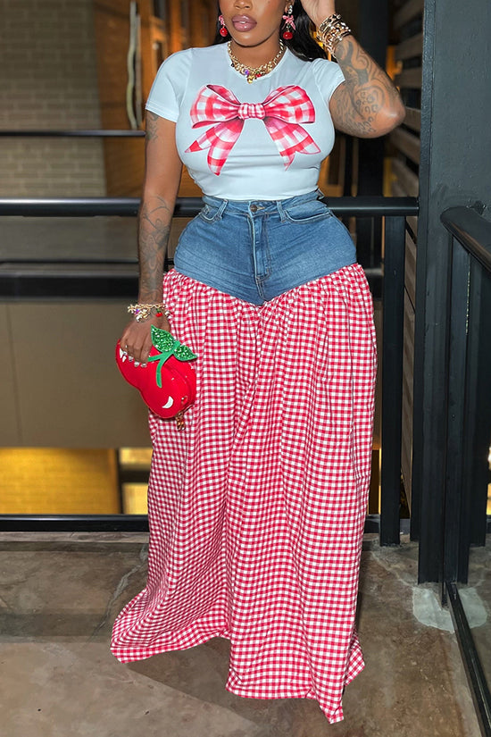Chic Checkered Pants and Tee Set