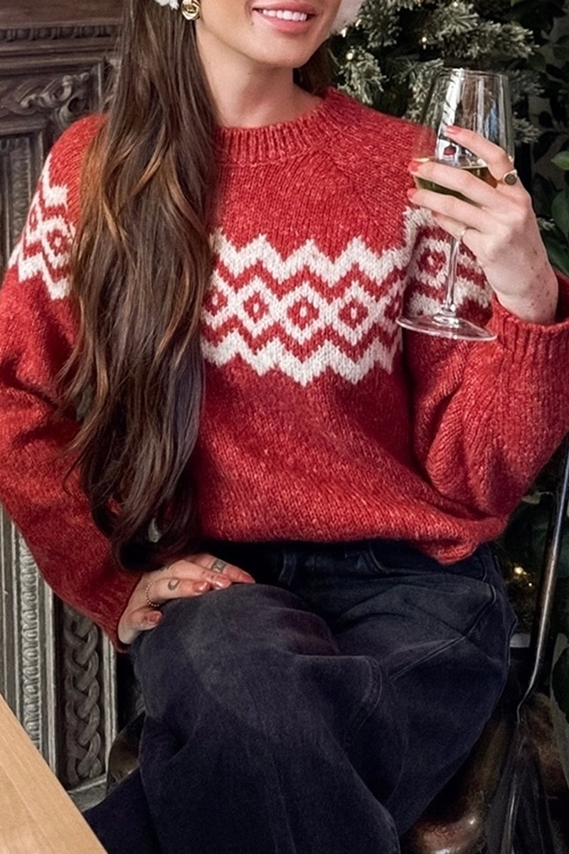 Festive Patterned Knit Sweater