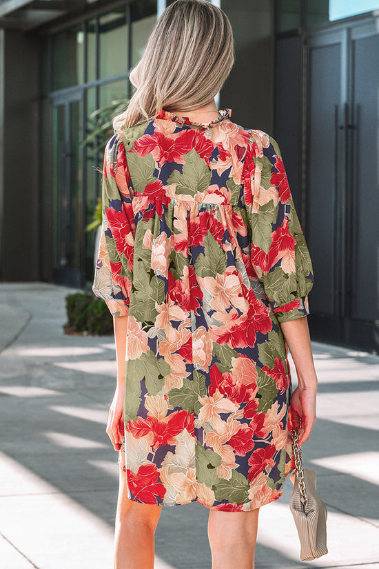 Floral Print V-Neck Casual Dress