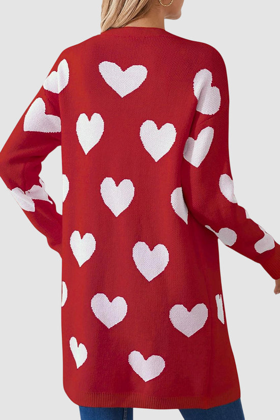 Heart Patterned Button-Up Cardigan