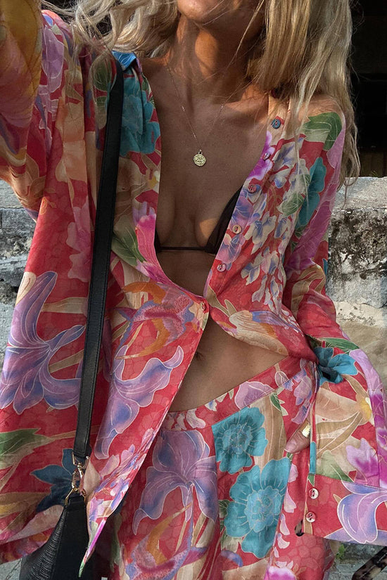 Floral Print Wide-Leg Pants Set