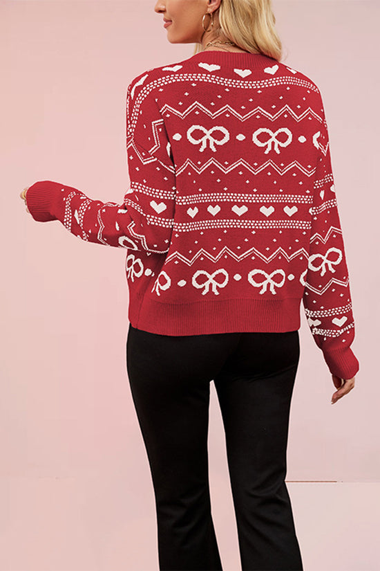 Heart Patterned Button-Up Cardigan
