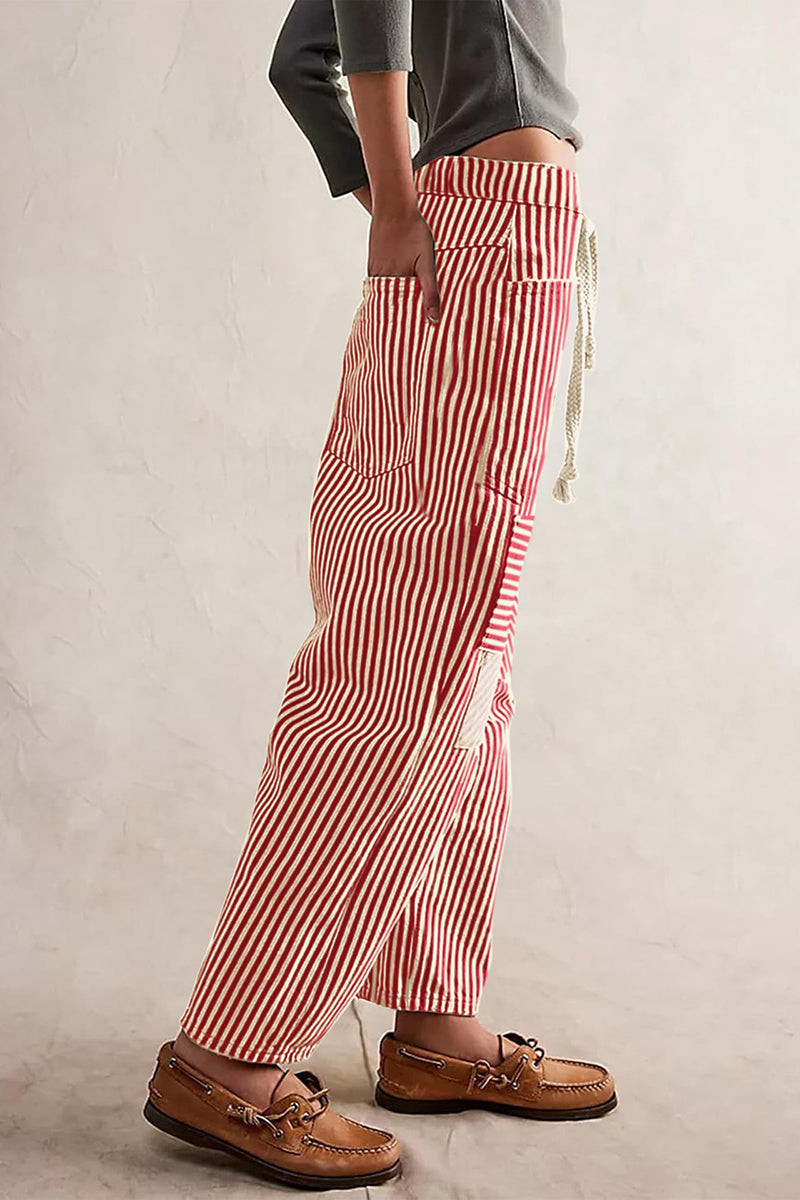 Striped Pattern Casual Loose Fit Pants