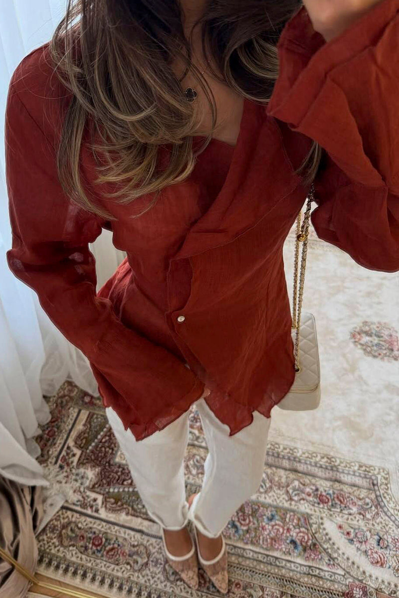Ruffle Hem Asymmetric Blouse