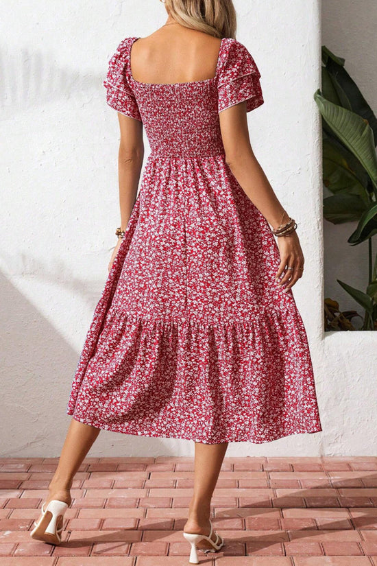 Flowy Floral Smocked Casual Dress