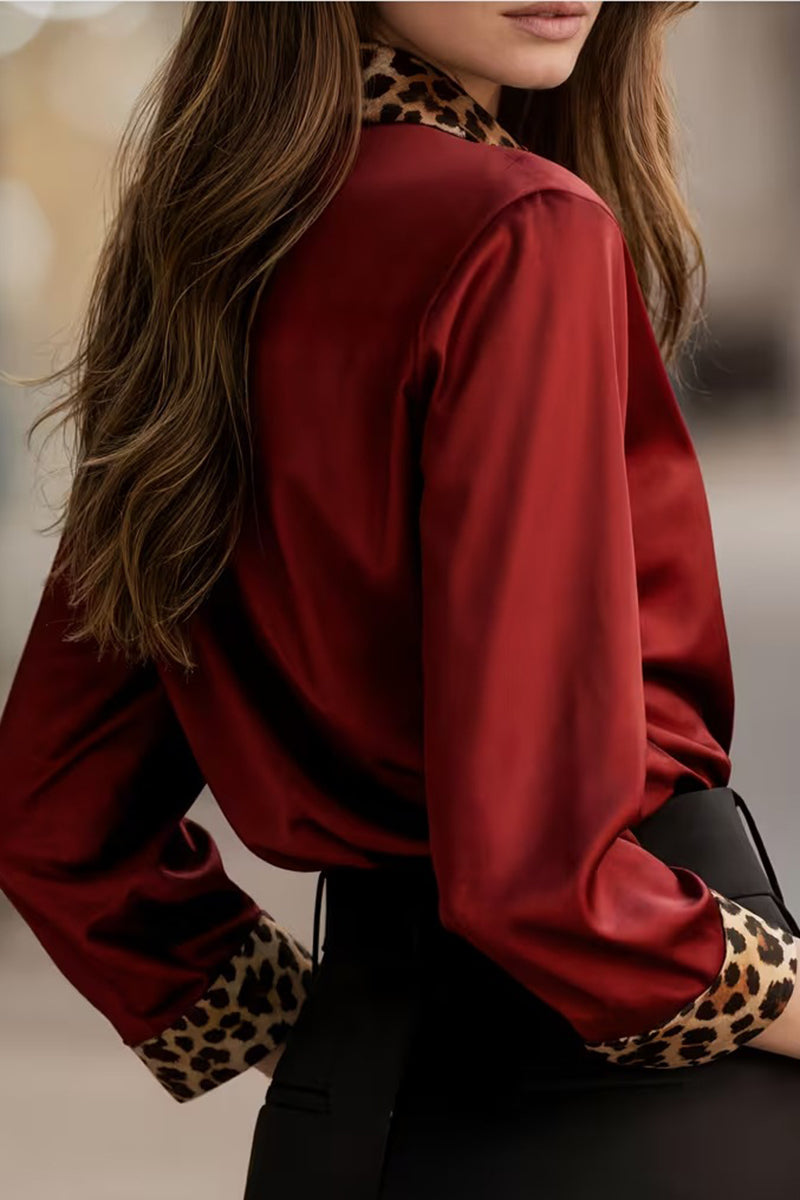Chic Blouse with Animal Print Trim