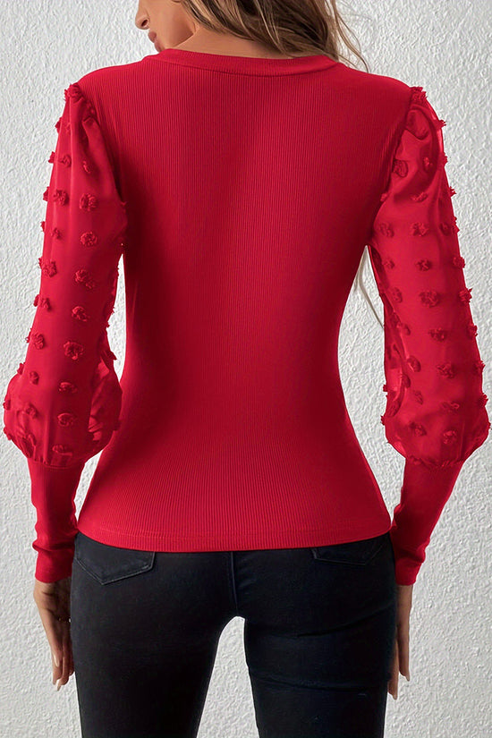 Floral Accent V-Neck Blouse
