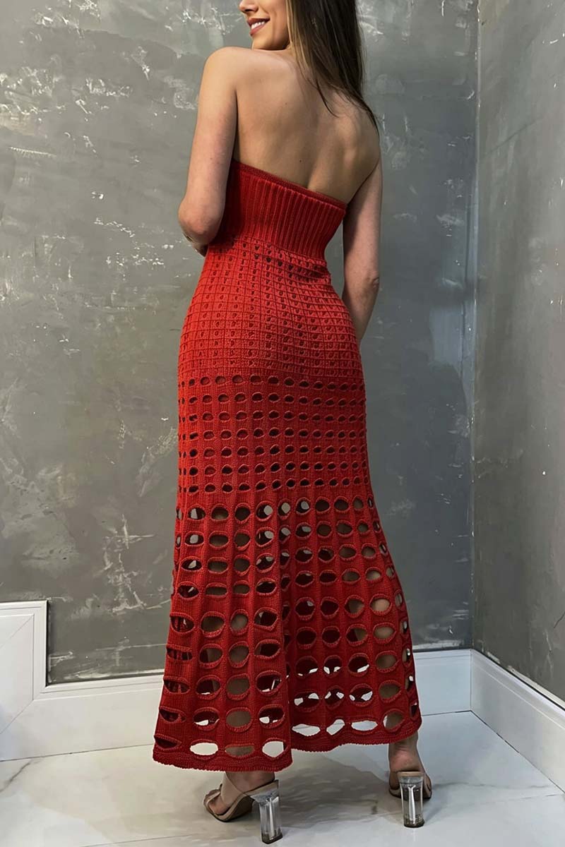 Strapless Hollow-Out Maxi Dress