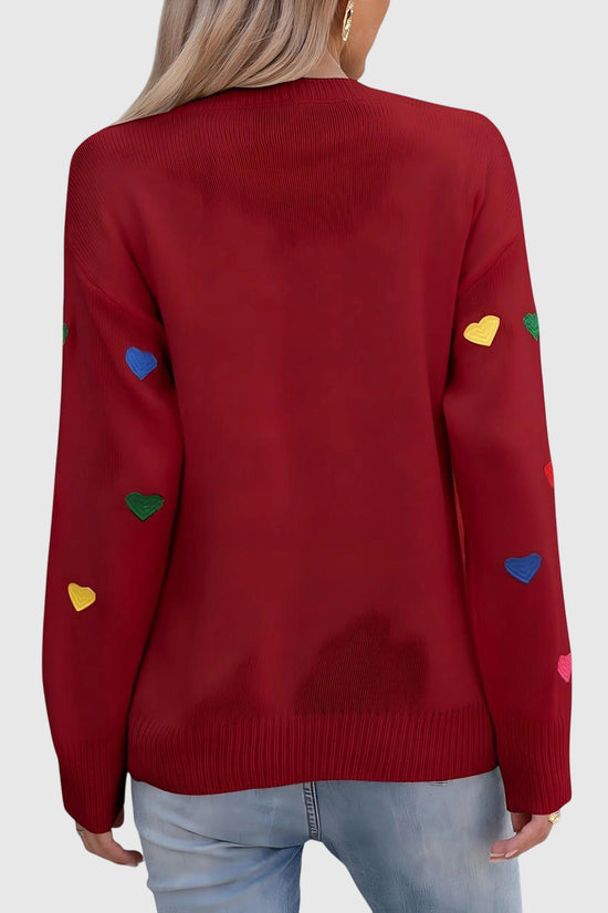 Heart Pattern Long Sleeve Sweater