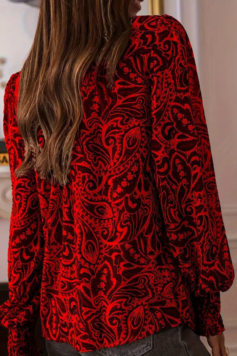 Paisley Patterned Long Sleeve Blouse