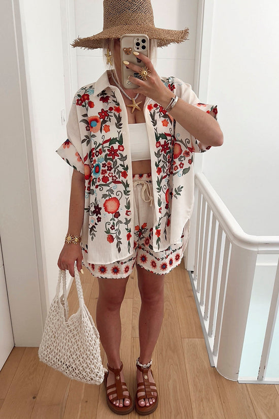 Floral Patterned Summer Shorts Set
