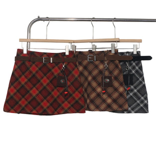 Classic Plaid Belted Mini Skirt