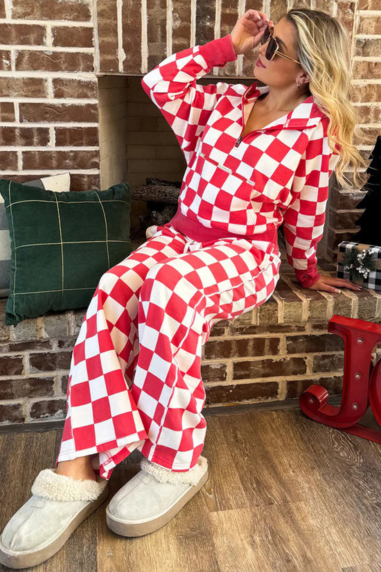 Checkered Pattern Pants Set