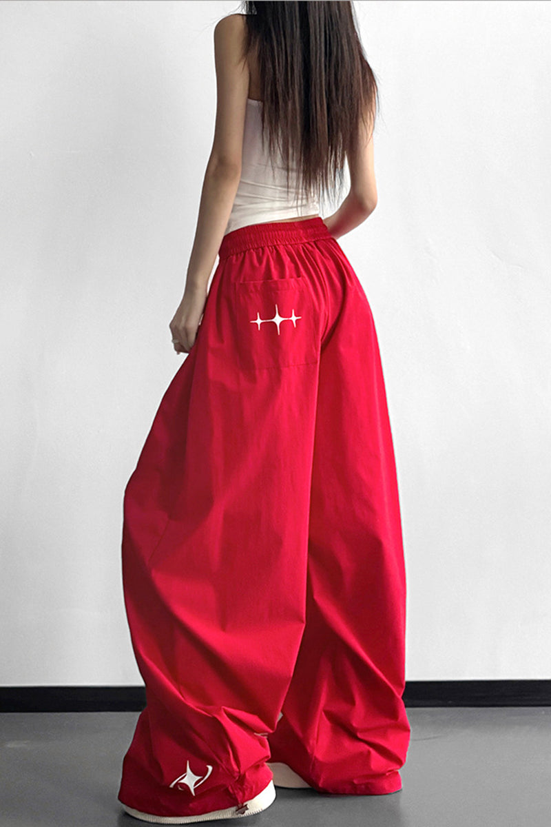Relaxed Fit Wide Leg Casual Pants