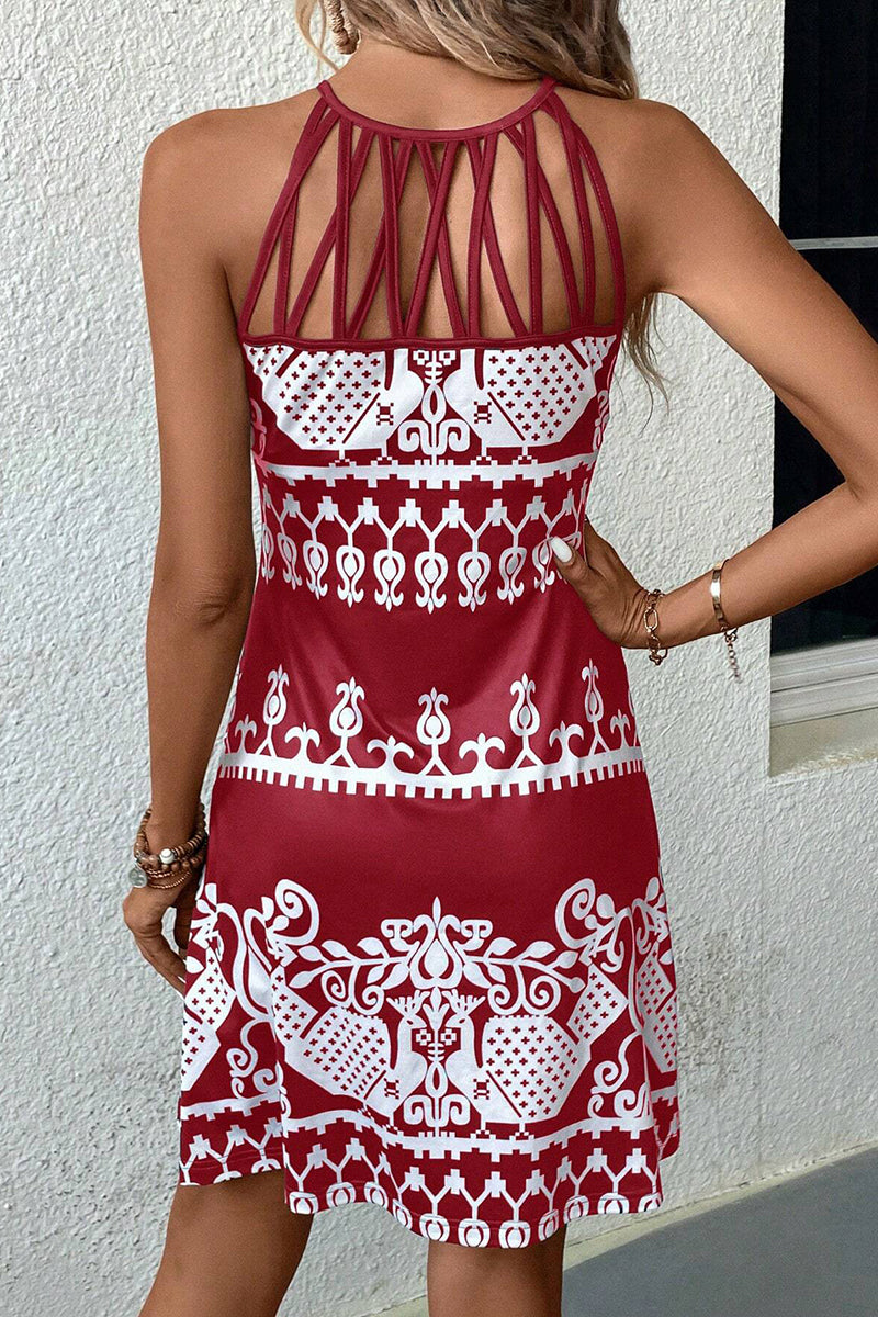 Geometric Strappy Casual Dress