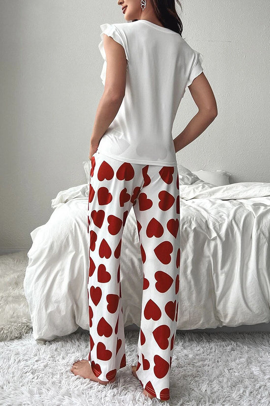 Heart Print Sleeveless Pajama Set