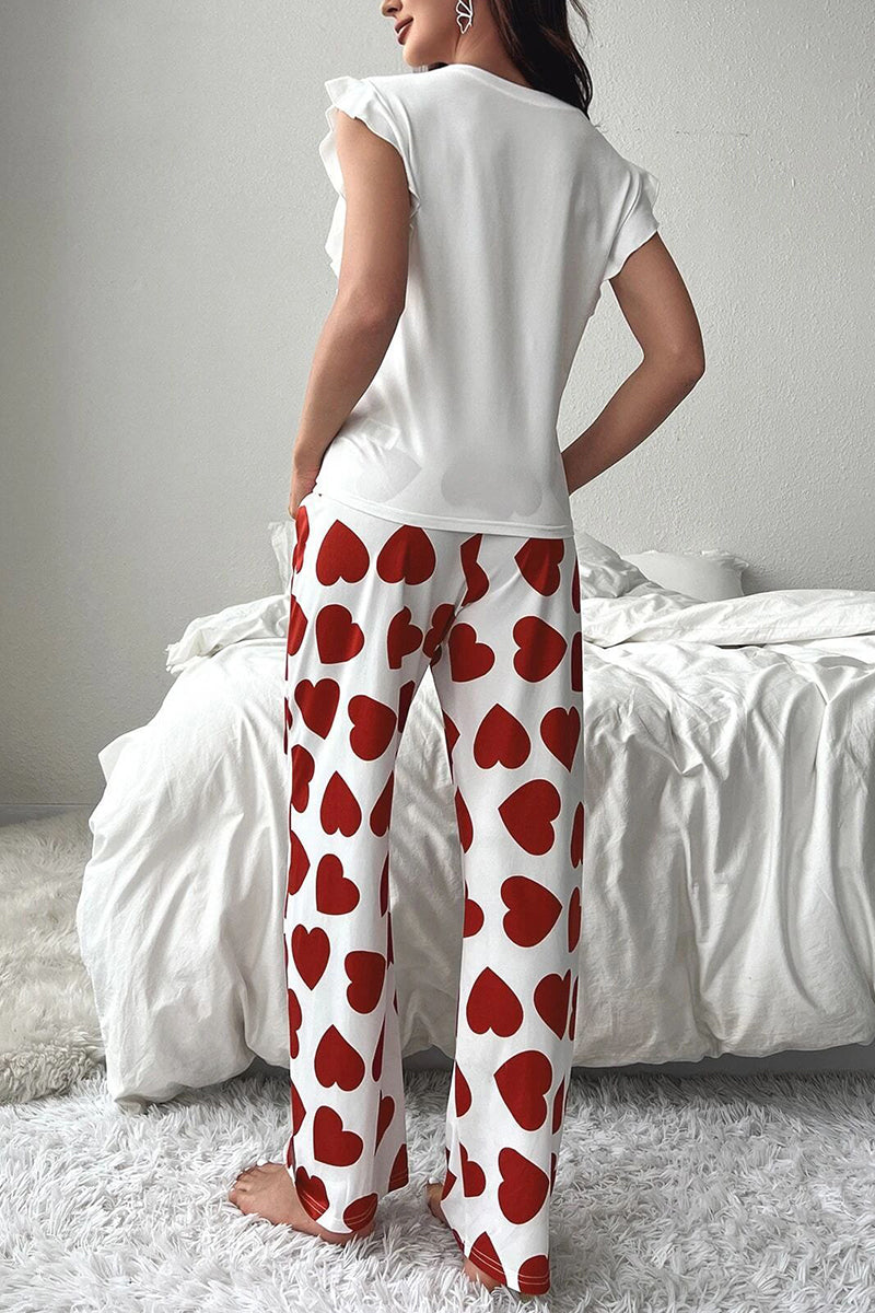 Heart Print Sleeveless Pajama Set