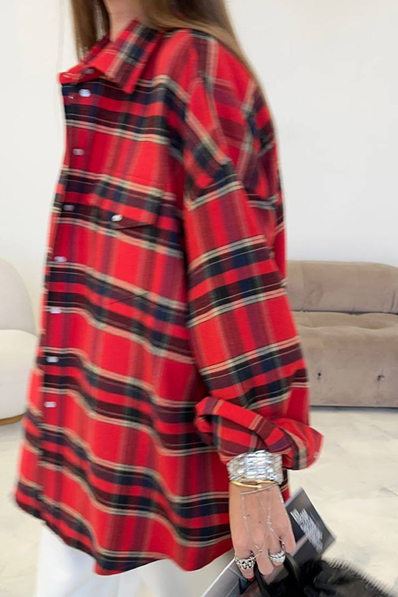 Plaid Oversized Button-Up Shirt