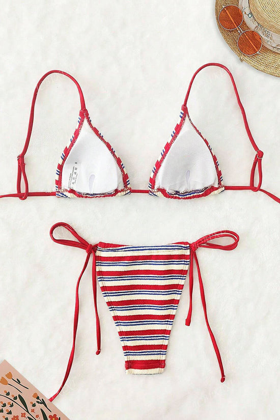 Striped Tie Bikini Set