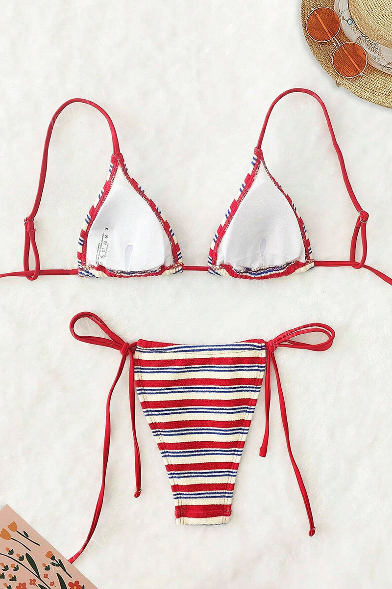 Striped Tie Bikini Set