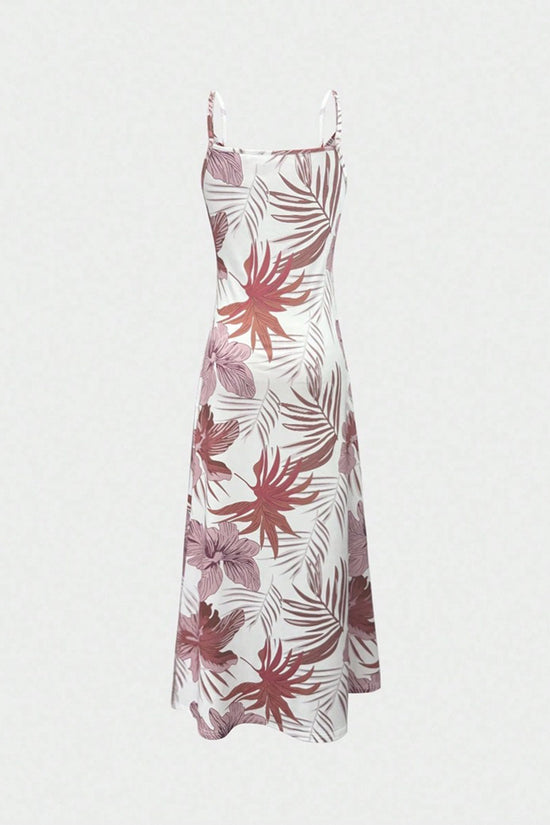 Tropical Print Sleeveless Casual Maxi Dress