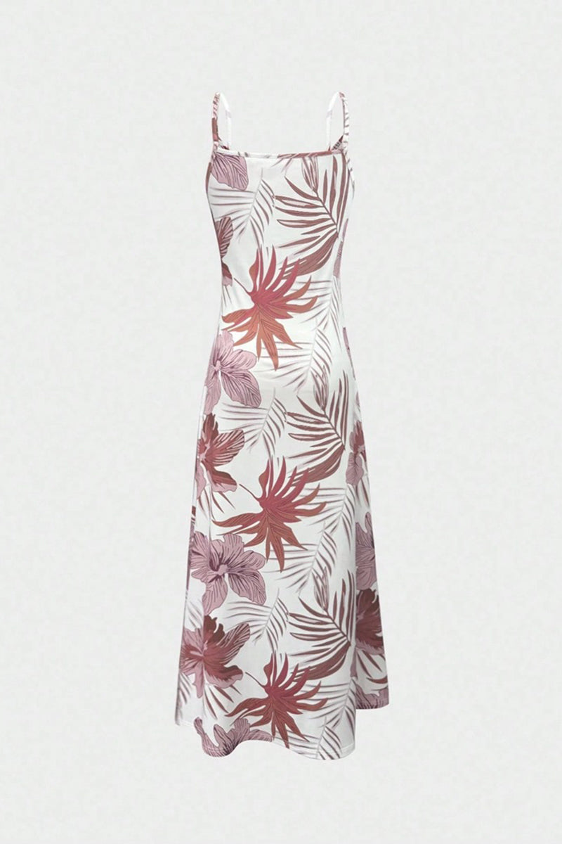 Tropical Print Sleeveless Casual Maxi Dress