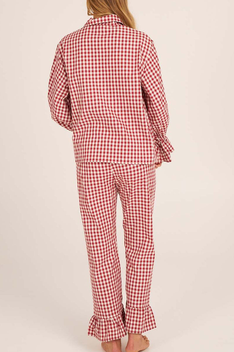 Ruffled Checkered Loungewear Set