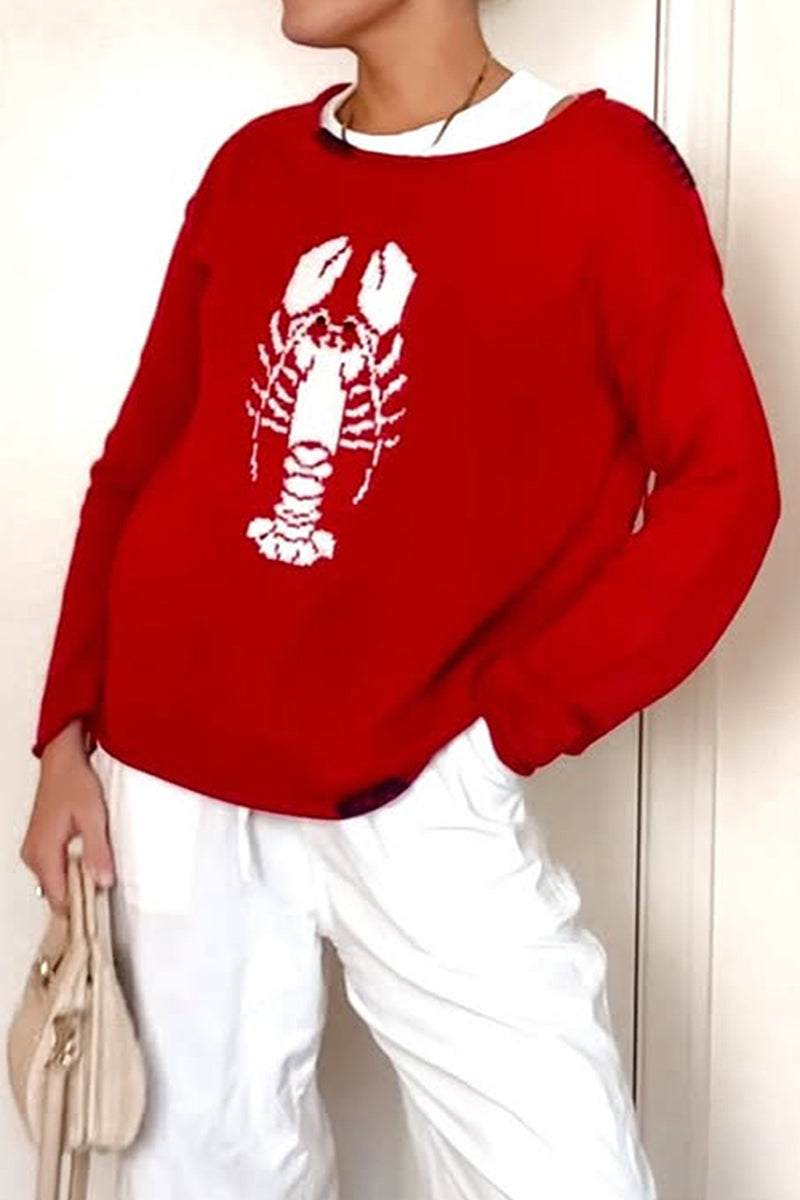 Off-Shoulder Lobster Sweater