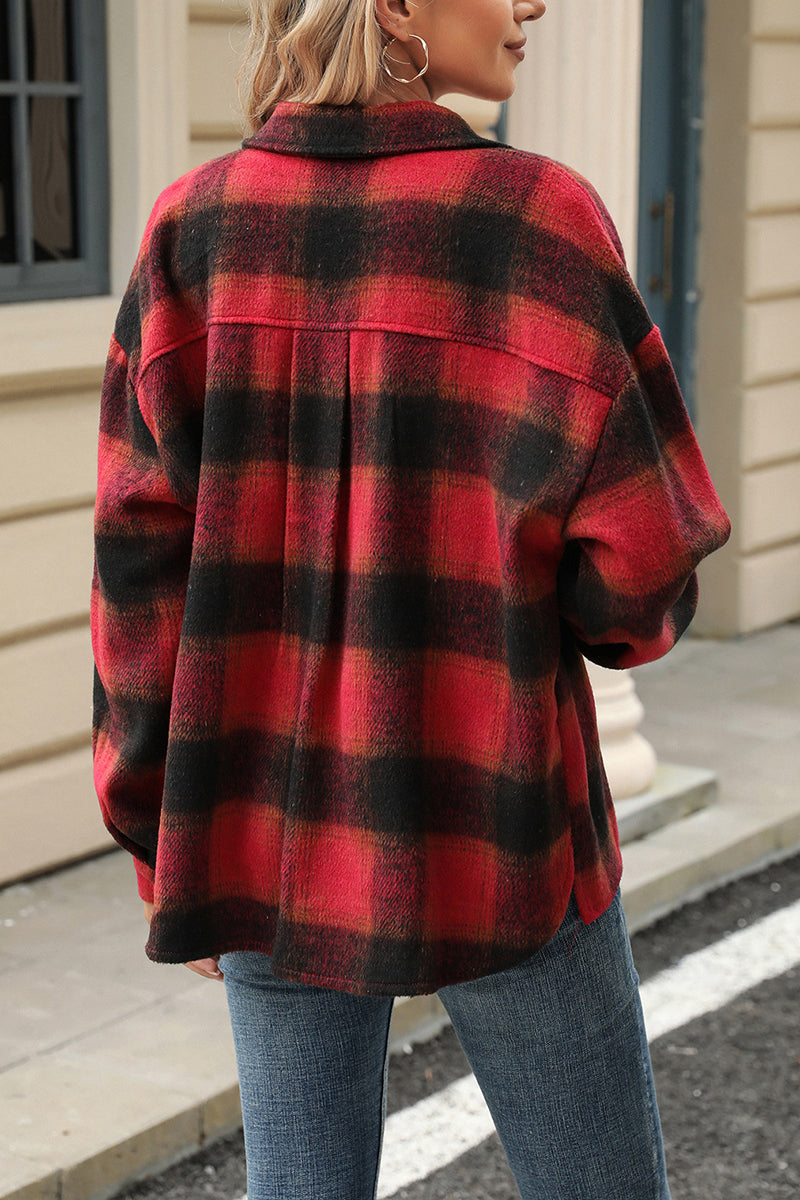 Classic Button-Up Plaid Jacket